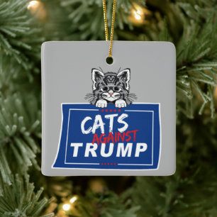 ORNEMENT EN CÉRAMIQUE CATS CONTRE TRUMP