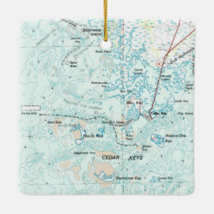 Ornement En Céramique Cedar Key FL Map