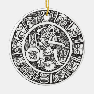 Ornement En Céramique Cercle maya, hiéroglyphe mexicain(Maya)