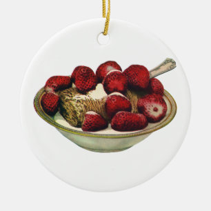 Ornement En Céramique Céréales de petit-déjeuner sains vintage fraises