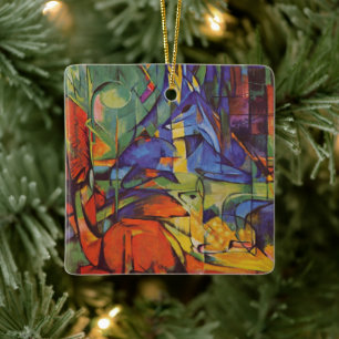 Ornement En Céramique Cerf dans la forêt II par Franz Marc, Art Vintage