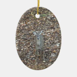 Ornement En Céramique Cerfs communs de camouflage dans le feuille de