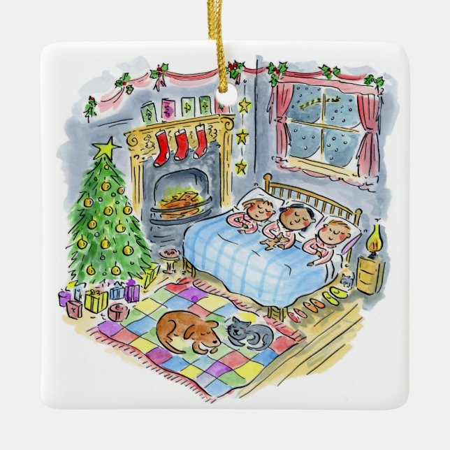 Ornement En Céramique C'était la nuit avant Noël (Devant)