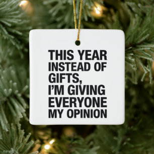 Ornement En Céramique Cette année, au lieu de cadeau, je donne à tout le