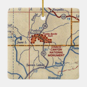 Ornement En Céramique Chaco Canyon Monument National Carte Vintage