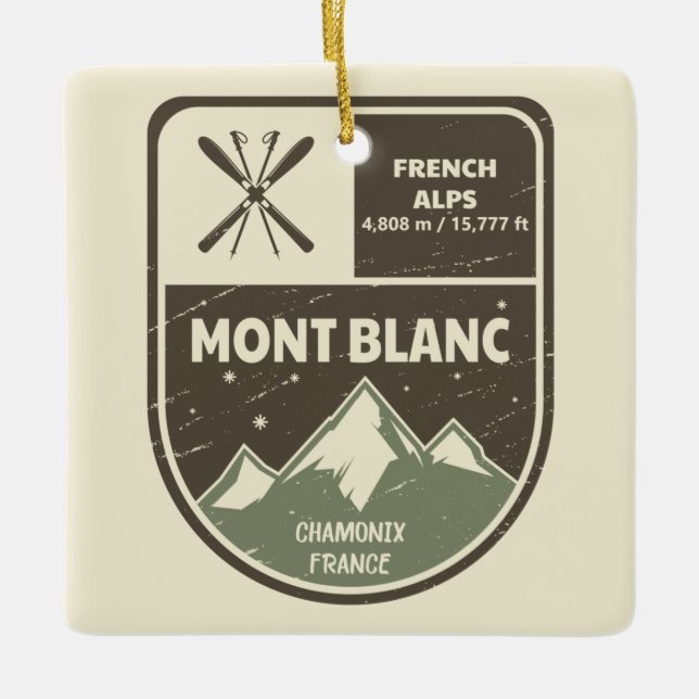 Ornement En Céramique Chamonix France Mont Blanc  (Devant)