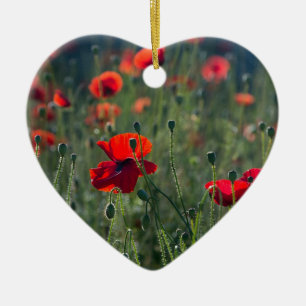 Ornement en céramique Champ sauvage de coquelicots
