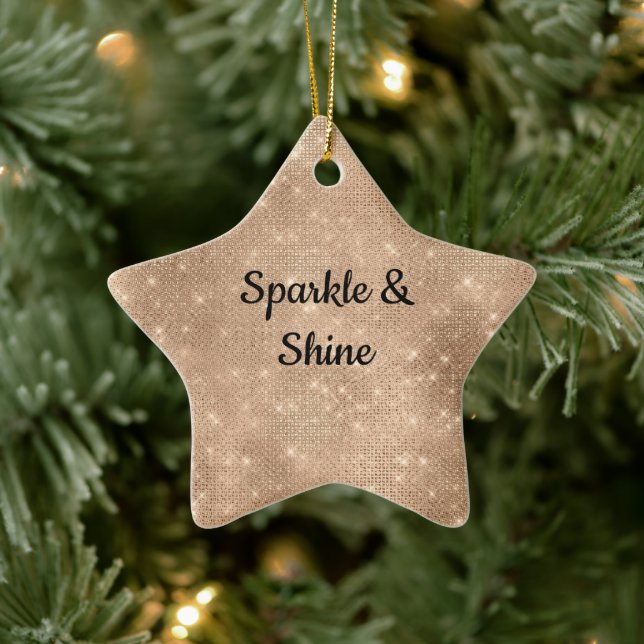 Ornement En Céramique Champagne Gold Glam Sparkle Glitz (Arbre)