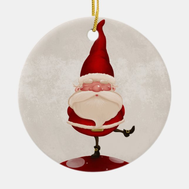 Ornement En Céramique Champignon du Père Noël (Devant)