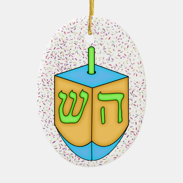 Ornement En Céramique Chanukah Dreidel (Devant)
