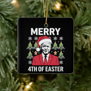 Ornement En Céramique Chapeau de Noël de Joe Biden Santa Merry 4ème de P