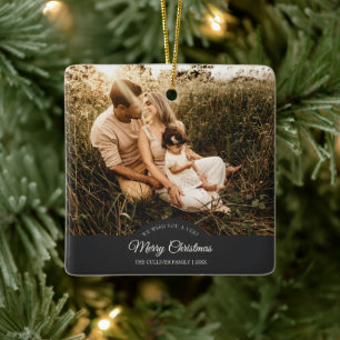 Ornement En Céramique Charbon Très Joyeux Noël Famille Photo