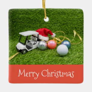Ornement En Céramique Chariot de golf avec balles de golf et cadeaux de 
