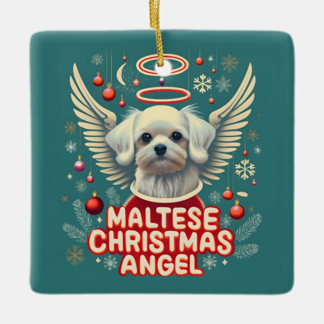Ornement En Céramique Charme de Noël maltais Ange de Noël (Devant)