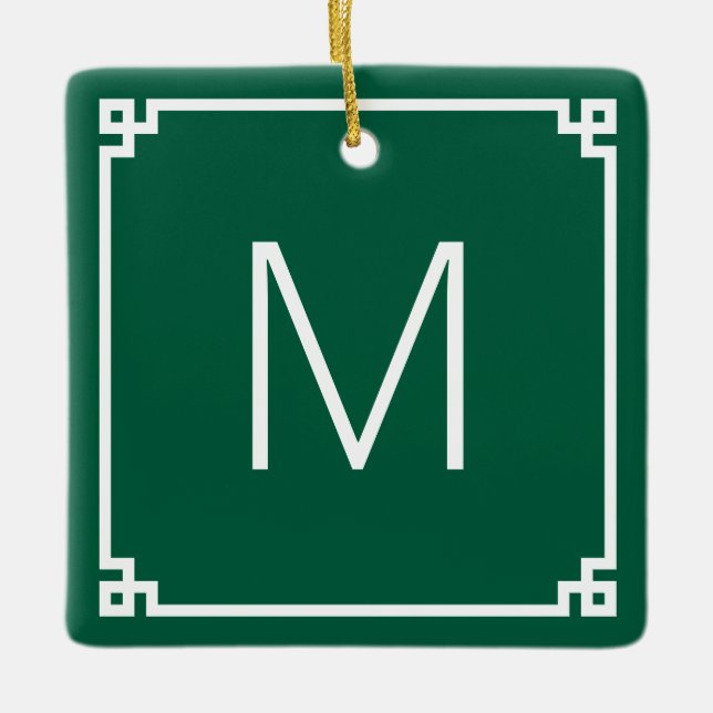 Ornement En Céramique Chasseur Vert Blanc Clé grecque Monographie de la  (Devant)