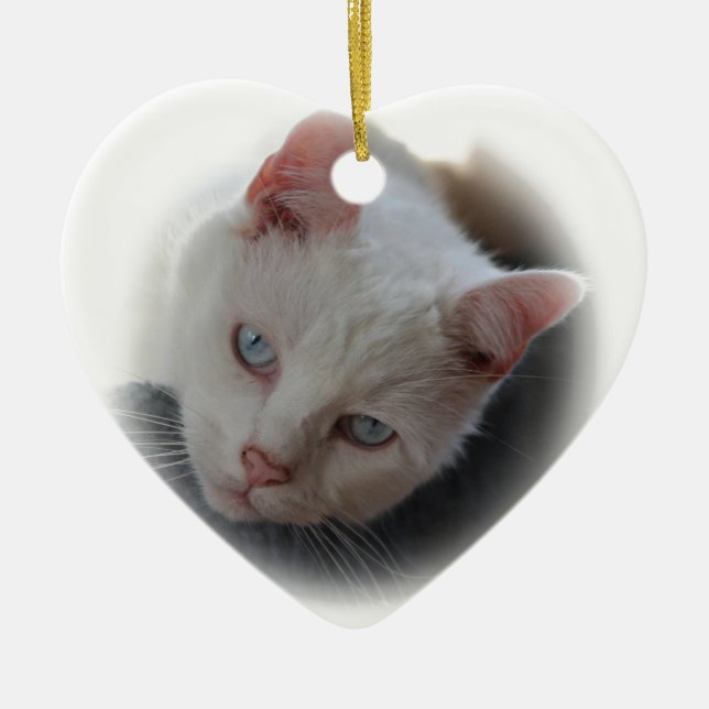Ornement En Céramique Chat blanc (Devant)