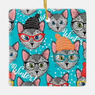 Ornement En Céramique Chat dans le casquette