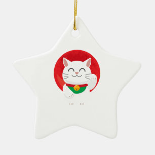 Ornement En Céramique Chat Maneki Neko Japon Chat Lucky Drôle Idée cadea