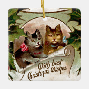 Ornement En Céramique Chatons de Noël - Design de Noël Vintage