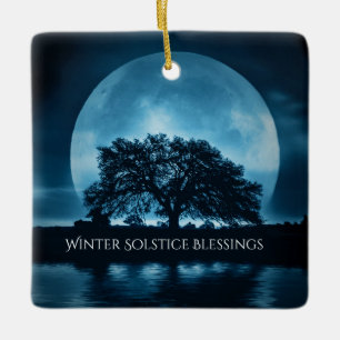 Ornement En Céramique Chêne et lune Bénédiction solstice hiver