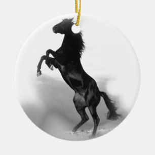 Ornement En Céramique Cheval blanc noir