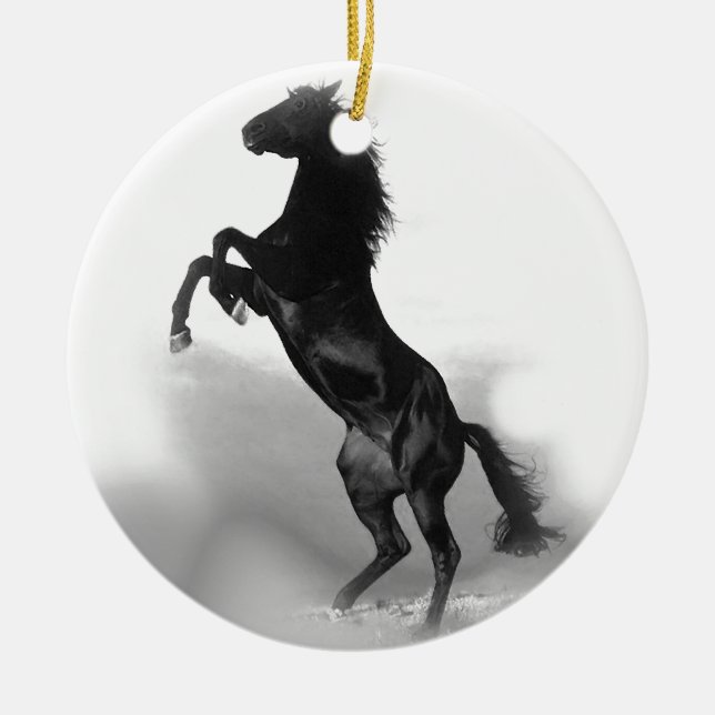 Ornement En Céramique Cheval blanc noir (Devant)