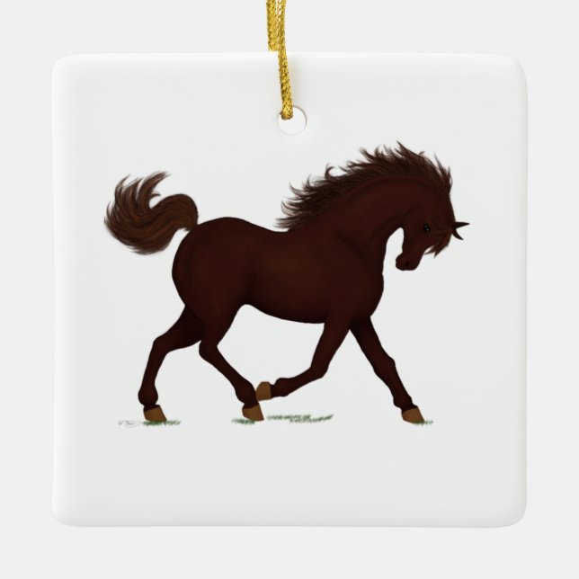 Ornement En Céramique Cheval Brown ou Pony Charme équestre (Devant)