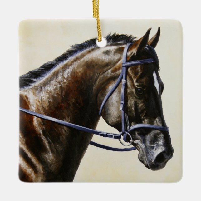 Ornement En Céramique Cheval de dressage Dark Brown Bay Trakehner (Devant)