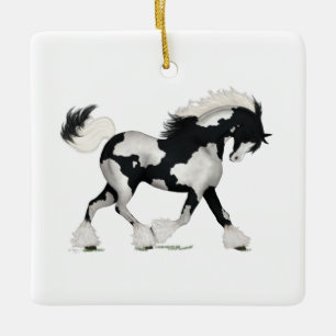 Ornement En Céramique Cheval de Vannière tzigane Overo Noël personnalisé