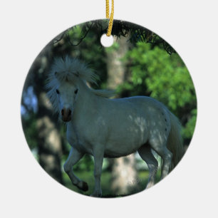 Ornement En Céramique Cheval miniature se tenant dans les arbres