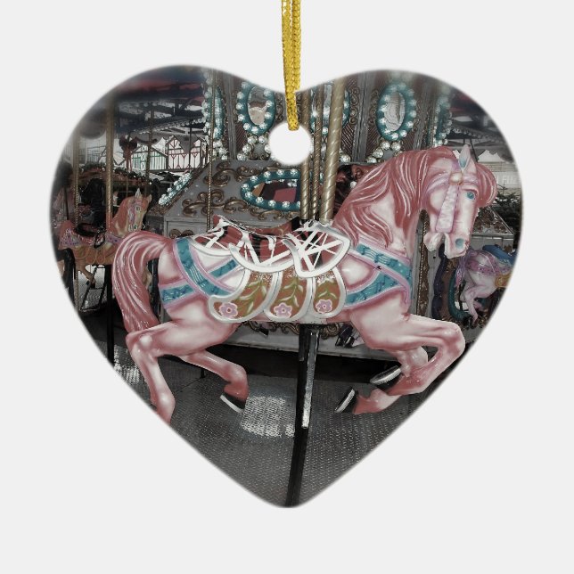 Ornement En Céramique Cheval rose de carrousel (Devant)
