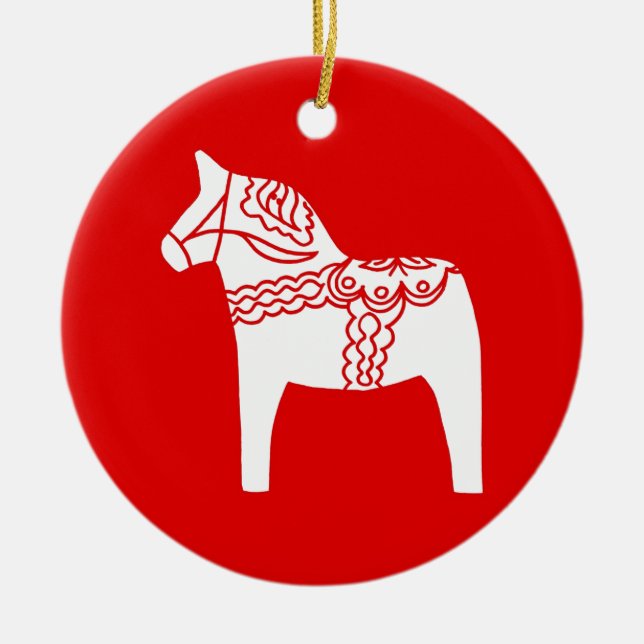 Ornement En Céramique Cheval rouge de Dala (Devant)