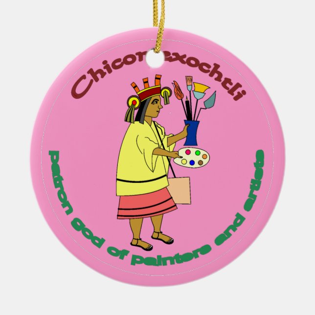 Ornement En Céramique Chicomexochtli - un dieu du patron du peintre (Devant)