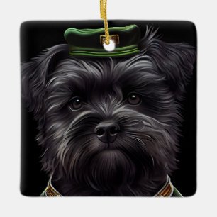 Ornement En Céramique Chien Affenpinscher en Robe de la Saint Patrick