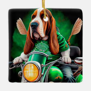 Ornement En Céramique Chien Basset Hound conduisant un vélo Jour de la S
