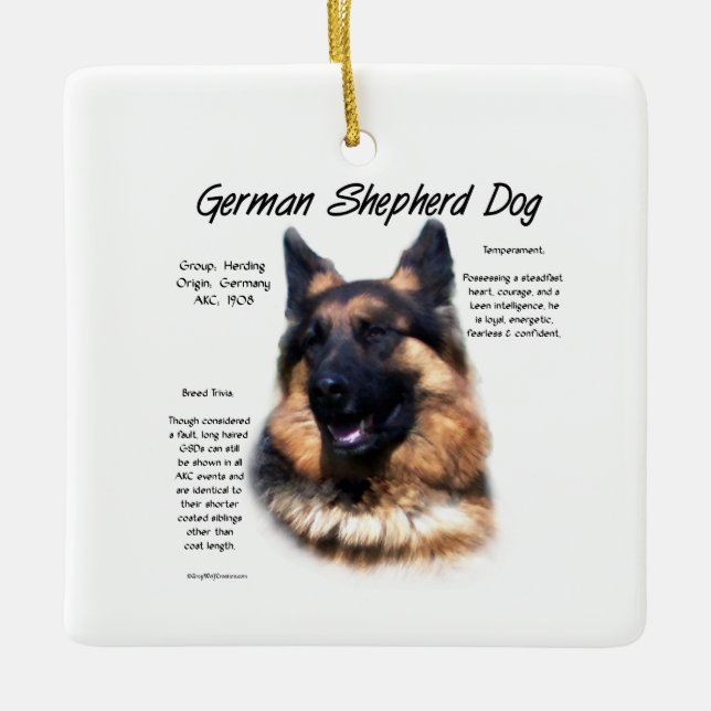 Ornement En Céramique Chien berger allemand (longhair) Conception de l'h (Devant)