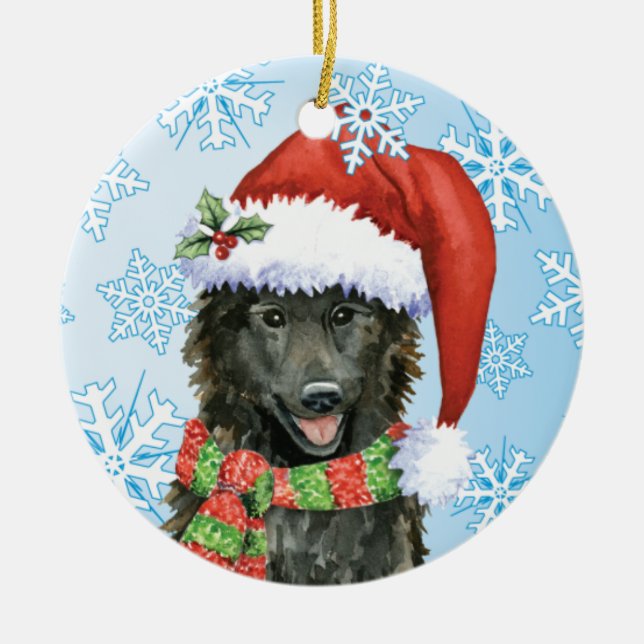 Ornement En Céramique Chien de berger heureux de Belge de Howlidays (Devant)