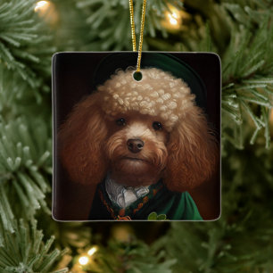 Ornement En Céramique Chien de caniche en tenue de jour St. Patrick
