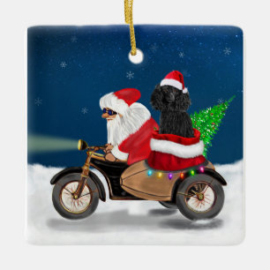 Ornement En Céramique Chien de caniche Noël Père Noël