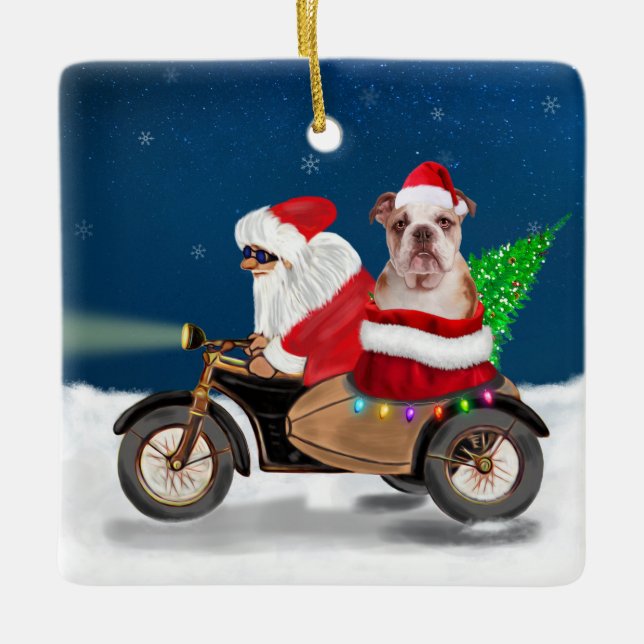 Ornement En Céramique Chien de Noël de Noël (Devant)