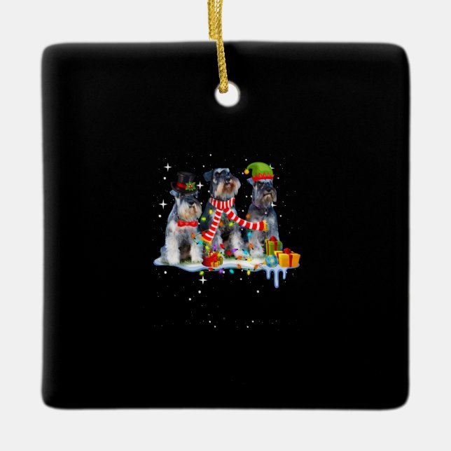 Ornement En Céramique chien de Noël de schnauzer miniature (Devant)