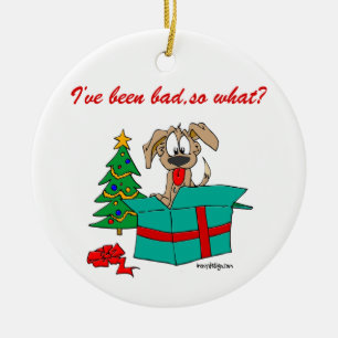 Ornement En Céramique Chien de Noël j'ai été mauvais ainsi ce qui ?