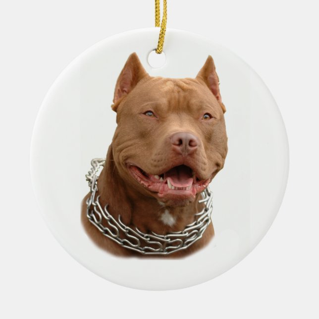 Ornement En Céramique Chien de Pitbull (Devant)