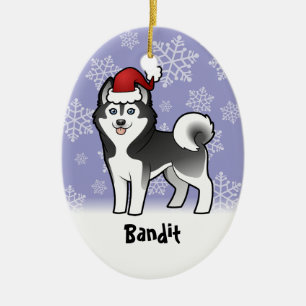 Ornement En Céramique Chien de traîneau sibérien de Noël/Malamute