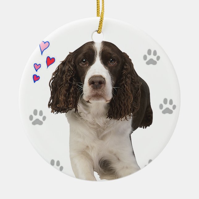 Ornement En Céramique Chien d'épagneul de springer anglais (Devant)