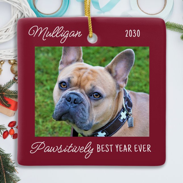 Ornement En Céramique Chien mignon rouge Quarantaine Noël Animaux de com (Créateur téléchargé)