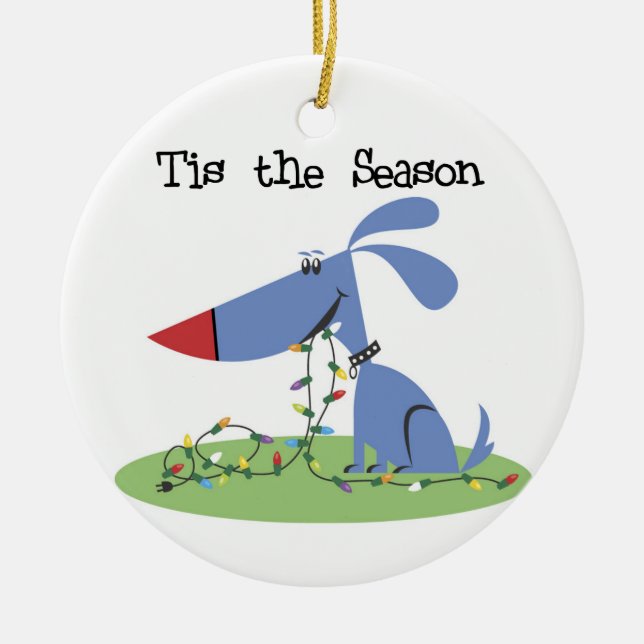 Ornement En Céramique Chien Tis the Season Ornament (Devant)