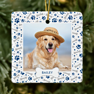 Ornement En Céramique Chien Vacances Cute Empreintes de pattes Personnal