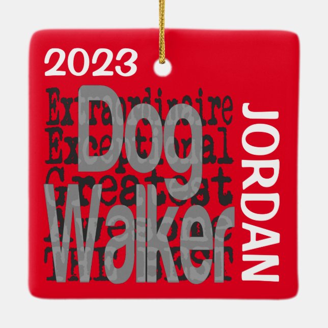 Ornement En Céramique Chien Walker Extraordinaire PERSONNALISÉ (Dos)