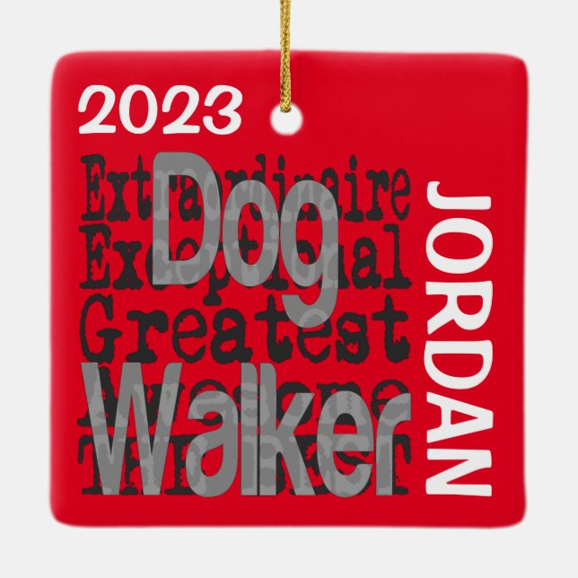 Ornement En Céramique Chien Walker Extraordinaire PERSONNALISÉ (Dos)